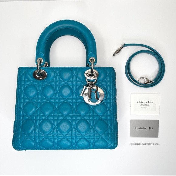 Medium Lady Dior in Turquoise - Picture 7 of 7